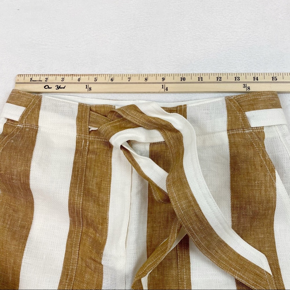 J. Crew Wide-Leg Striped Linen Pants in White and Tan - Picture 6 of 8